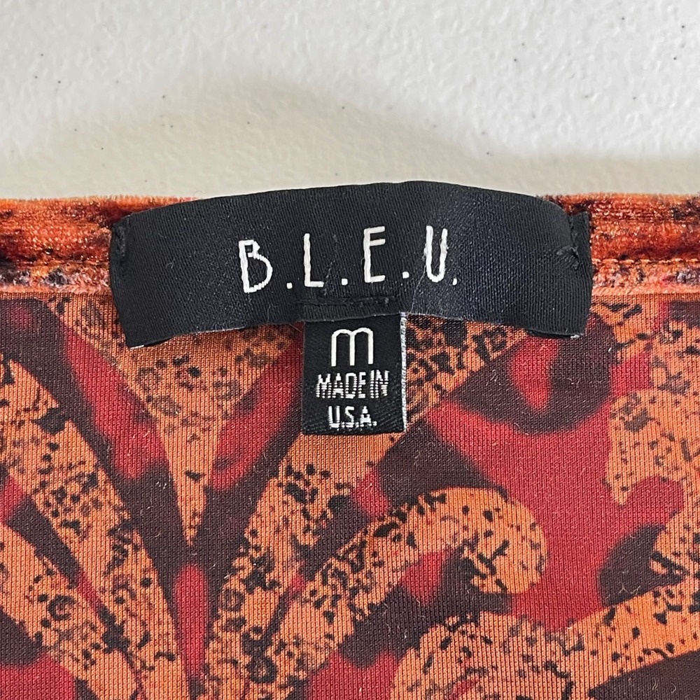 B.L.E.U. Velvet Burnout Tunic Top Women M Red Damask Off Shoulder Y2K Whimsigoth - Picture 6 of 9